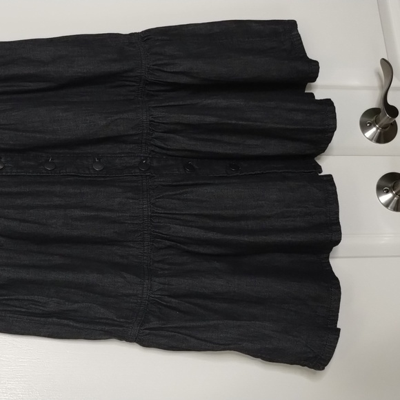 Time & Tru light fade black size 8 modest button down cotton midi skirt 3-tiered - Picture 3 of 12